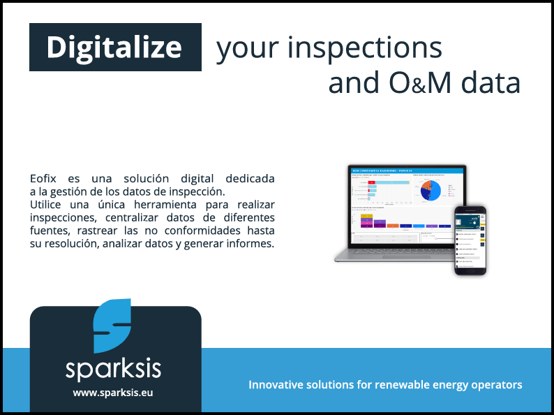 Eofix, solución digital de Sparksis para la gestión de los datos de inspección en parques eólicos
