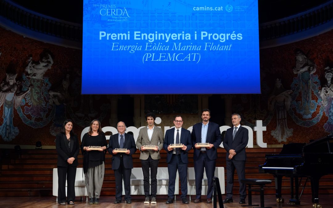 El Colegio de Ingenieros de Caminos de Cataluña distingue la excelencia del proyecto de eólica marina flotante PLEMCAT, en la que participan Sener y WindWaves, en los Premios Cerdà