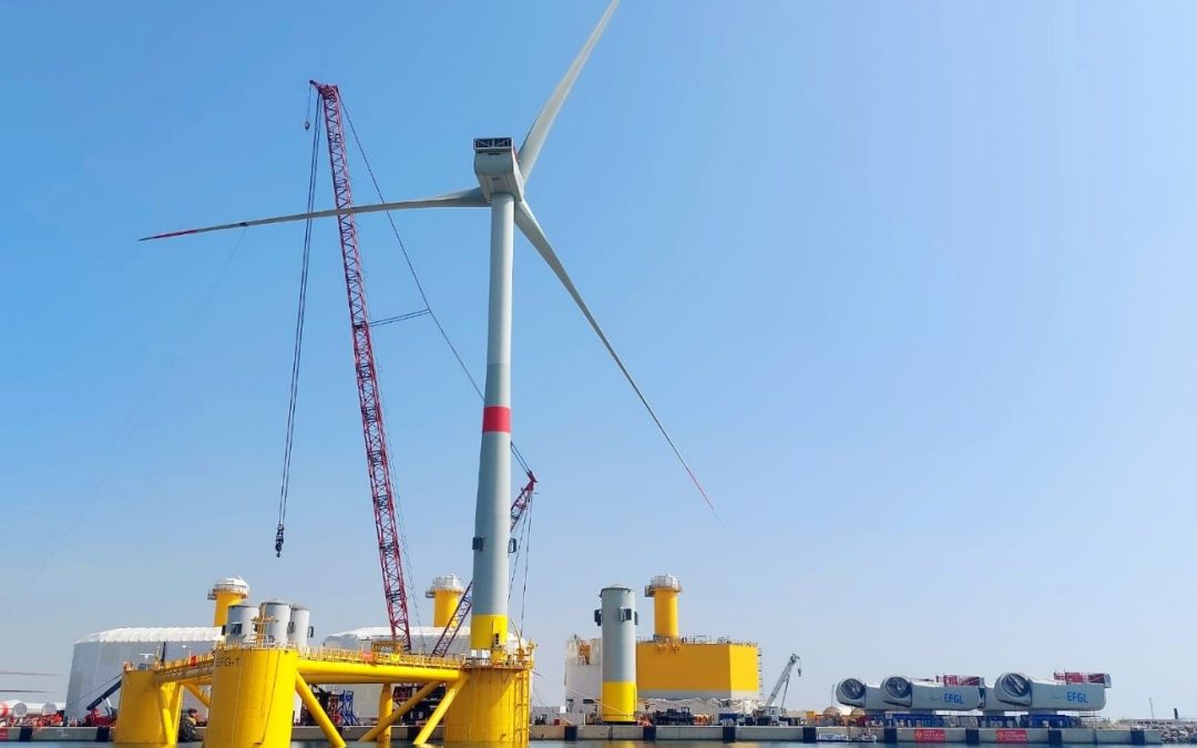 Ocean Winds celebra el exitoso ensamblaje de la primera turbina de su proyecto de eólica marina flotante EFGL en Port-La Nouvelle