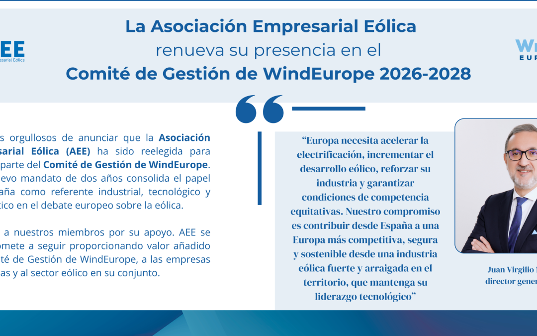 La eólica española refuerza su voz en Europa: AEE renueva su presencia en el Comité de Gestión de WindEurope